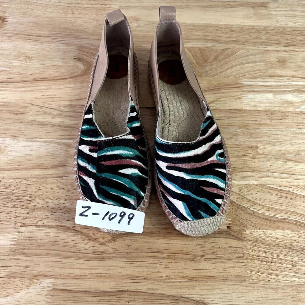 FRENCH CONNECTION Umara Zebra Print Calf Hair Closed Toe Espadrille Flat Women's - Picture 12 of 12